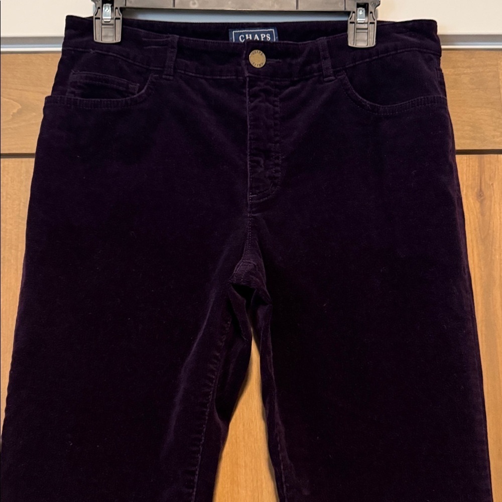 Dark Purple CHAPS Denim Velvety Corduroy Pants Womens 8 Straight leg high waist